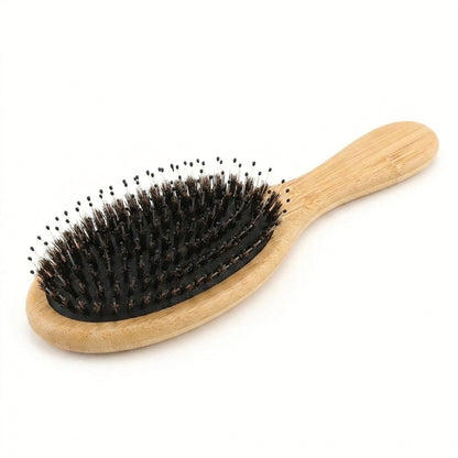 Natural Boar Bristle Hair Brush – Bamboo Handle Anti-Static Detangling Comb for Silky Smooth Hair and Scalp Massage
