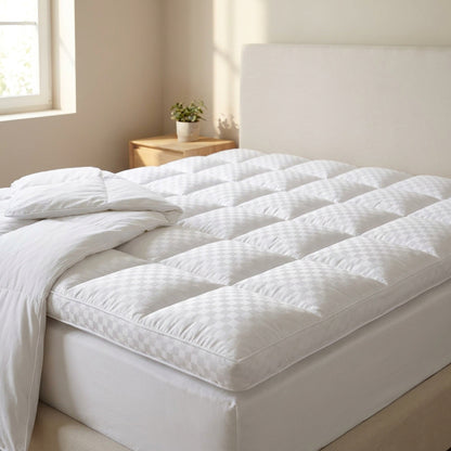 Extra Thick Quilted Mattress Topper – Luxuriously Soft Cooling Pad with Diamond Pattern, Fits 8-21" Mattresses, Perfect for Bedroom Comfort