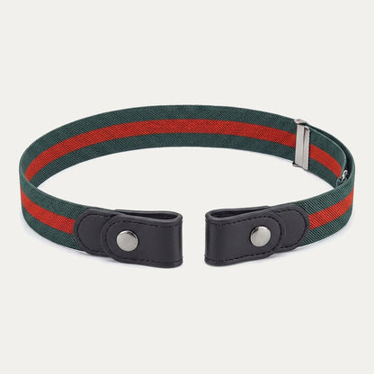 Buckle-Free Stretch Belt for Women - Flat Elastic Waist Belt with Snap Tabs, No Buckle Bulge