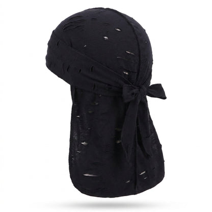 Vintage Hole Cotton Durag Headband – Long-Tail Pirate Style Bandana for Hip Hop Fashion, Cycling, and Trendy Urban Headwear