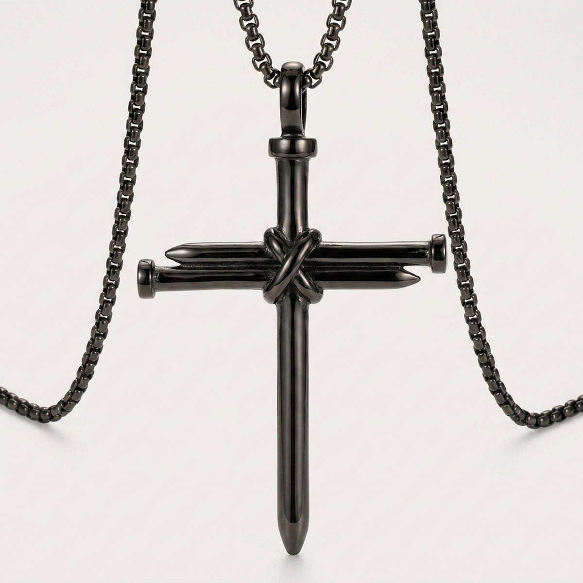 Vintage Stainless Steel Cross Nail Necklace – Christian Jesus Pendant for Men’s Punk Fashion