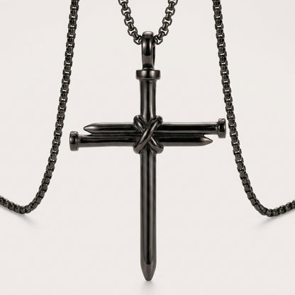 Vintage Stainless Steel Cross Nail Necklace – Christian Jesus Pendant for Men’s Punk Fashion