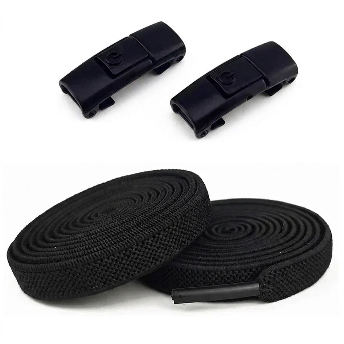 Elastic No Tie Shoelaces - 2-Pair Flat Locking Laces for Kids & Adults Sneakers