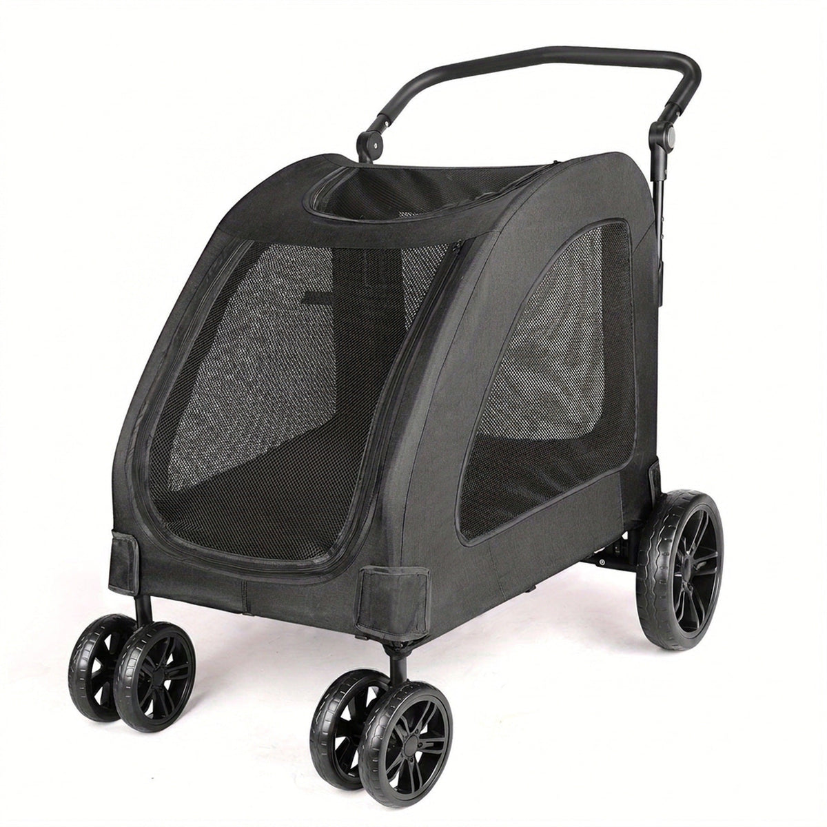 Spacious Heavy-Duty Pet Stroller – 120lb Capacity Dog & Cat Travel Stroller with 360° Wheels, Mesh Panels & One-Step Folding Design for Outdoor Adventures