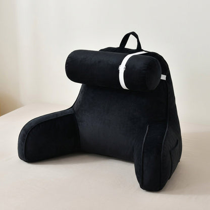 Backrest Pillow With Arms & Adjustable Headrest - Back Cushion With Detachable Neck Pillow Bed Reading Rest Backrest Chair Car Seat Sofa Waist Pad