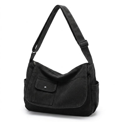 Casual Canvas Messenger Bag – Versatile Large-Capacity Flip Shoulder Book Bag for Students, Adjustable Unisex Crossbody Bag for School & Daily Use