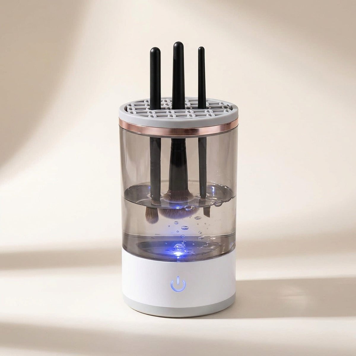 Electric Makeup Brush Cleaner Cup with Silicone Holder Lid and Cleaning Mat, USB Powered