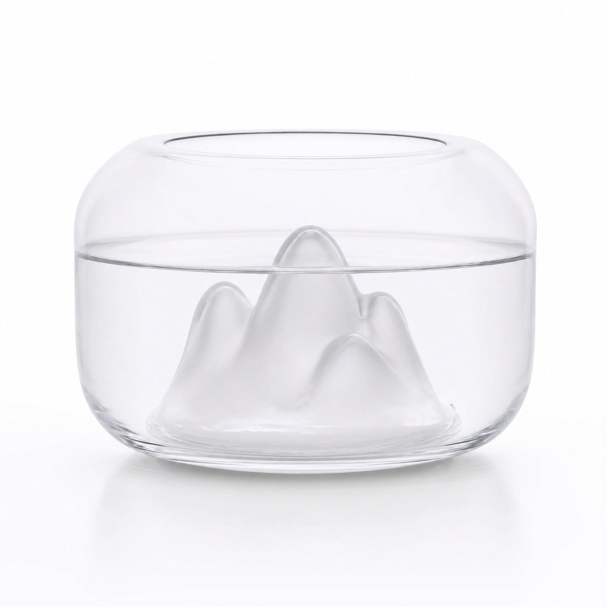 Snow Mountain Glass Bowl – Decorative Tabletop Centerpiece with a Frosted Glass Peak