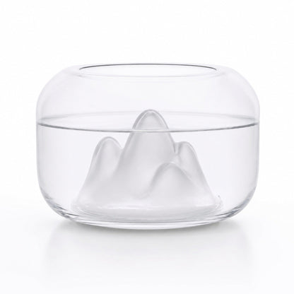 Snow Mountain Glass Bowl – Decorative Tabletop Centerpiece with a Frosted Glass Peak