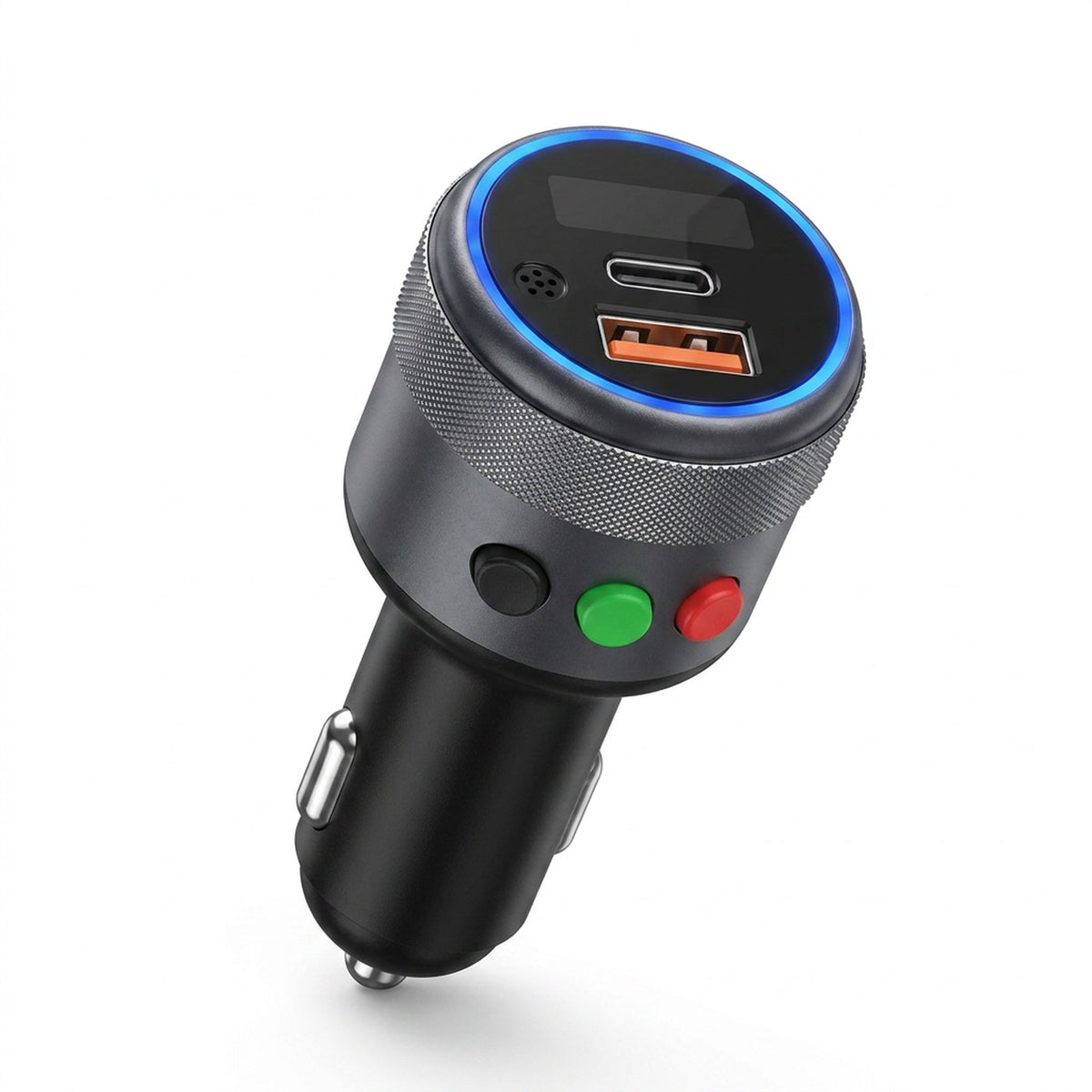 Bluetooth 5.1 FM Transmitter for Cars Without Aux - 12V Car Charger, USB-C PD 20W + USB-A QC3.0 18W