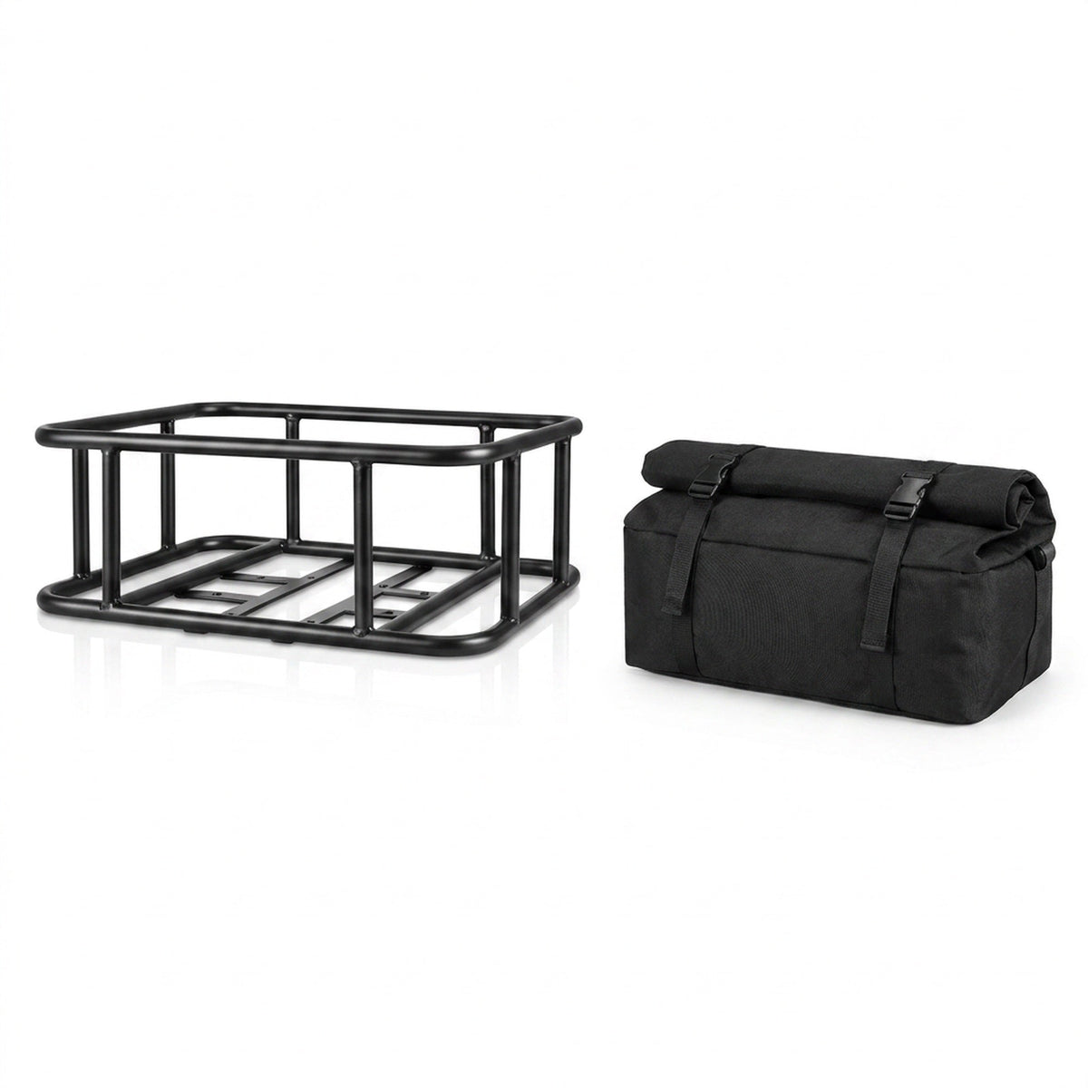 Heavy-Duty Rear Bike Basket with Rack – Large Metal Bicycle Carrier for Groceries, Commutes, and Electric Bike Storage