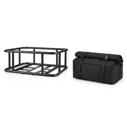 Heavy-Duty Rear Bike Basket with Rack – Large Metal Bicycle Carrier for Groceries, Commutes, and Electric Bike Storage