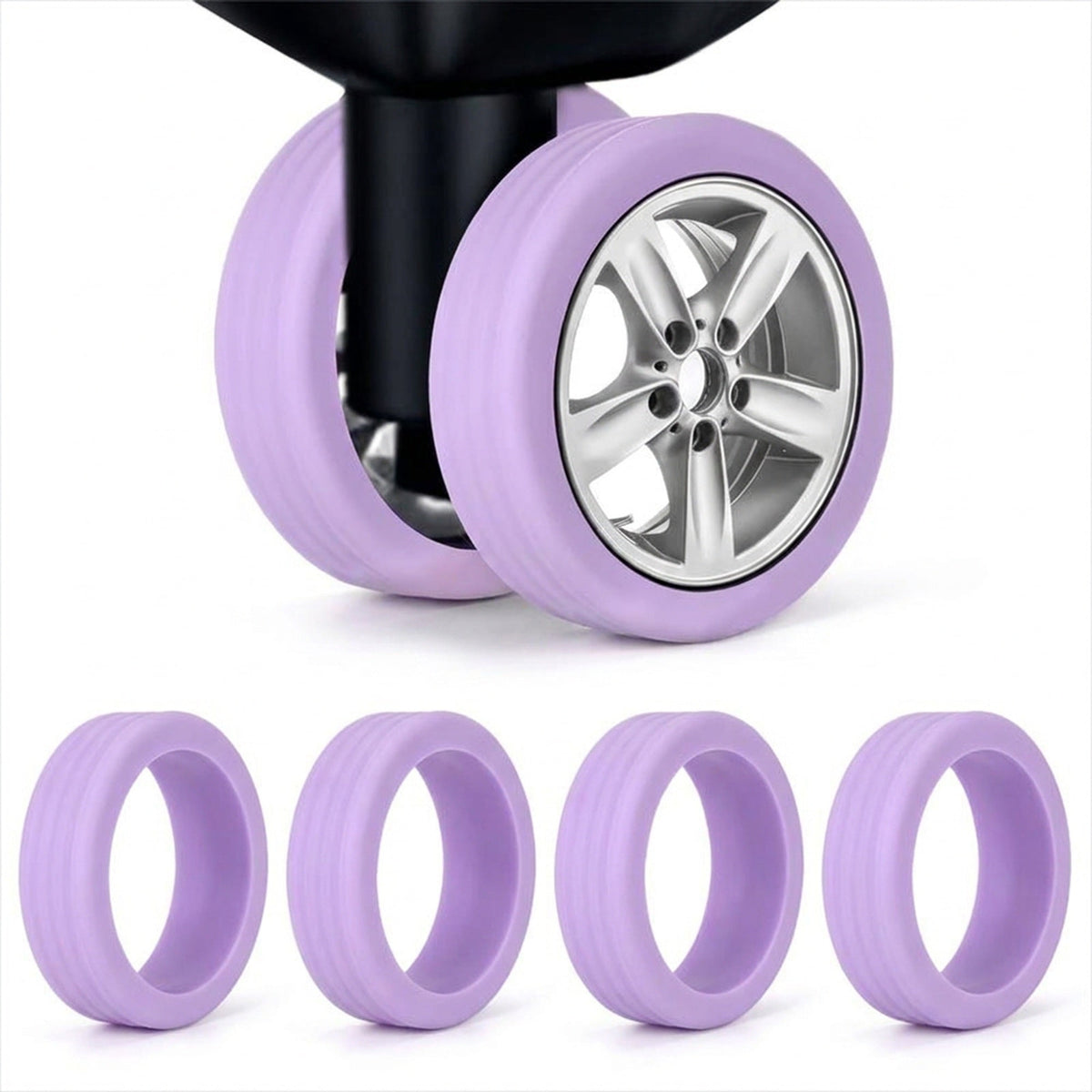 Silicone Luggage Wheel Covers - Stretch Bands for Double-Wheel Spinner Casters
