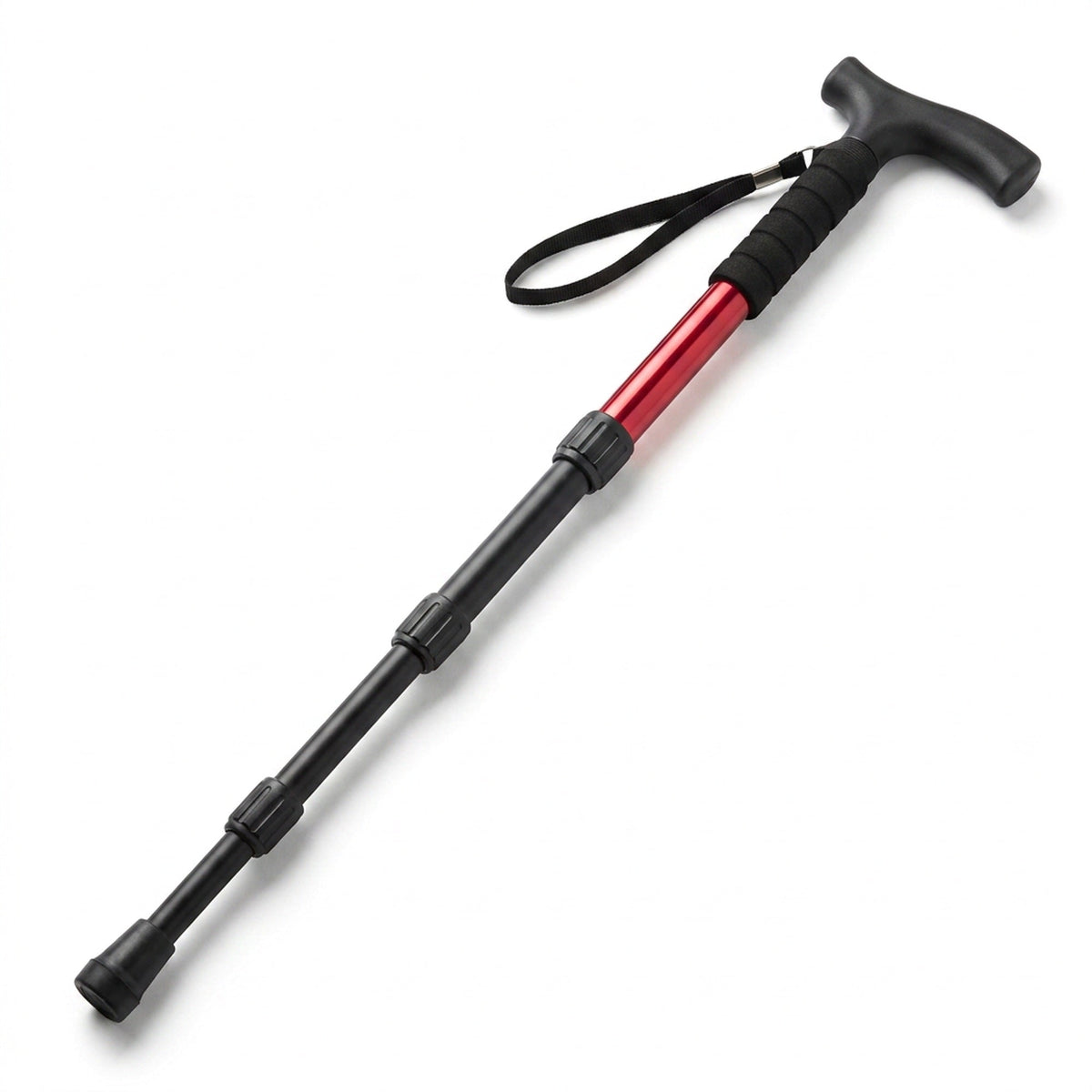 Telescopic Trekking Pole & Walking Stick – Single Adjustable Aluminum Pole, 4-Section T-Handle or 5-Section Folding