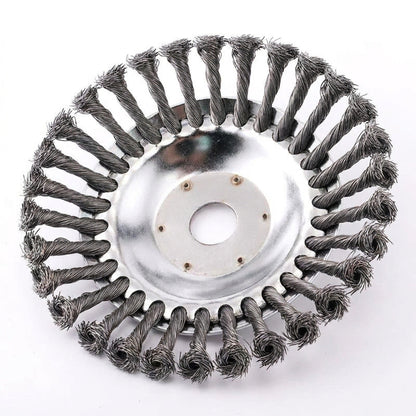 Heavy-Duty Mower Wire Weeding Wheel – Universal Lawn Mower Accessory with 6" and 8" Twisted Wire Heads for Fast, Efficient Garden Cleaning