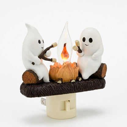 Ghost Campfire Flickering Night Light - Halloween Ghost Bonfire Night Light