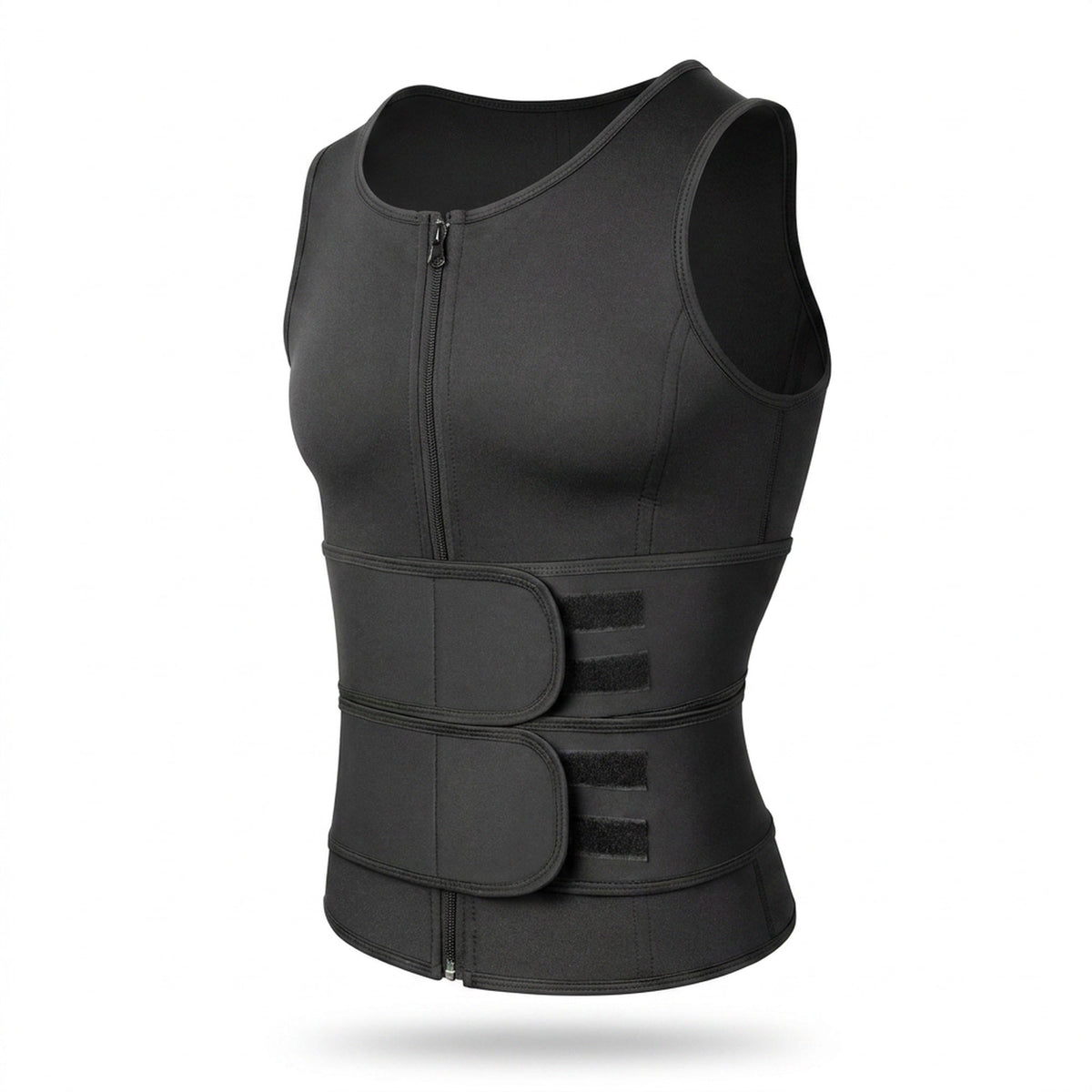 Men's Neoprene Sauna Vest – Zip-Front Heat Training Vest with Dual Adjustable Waist Straps