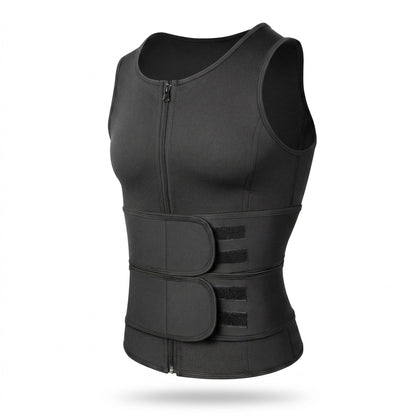Men's Neoprene Sauna Vest – Zip-Front Heat Training Vest with Dual Adjustable Waist Straps