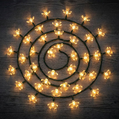 Cherry Blossom Fairy String Lights - Solar or Battery Powered, for Gardens, Weddings, Patios & Christmas Decor