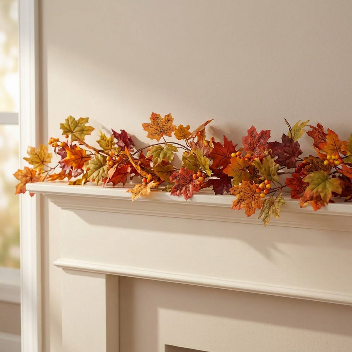 Autumn Maple Leaf Garland – 6.6 ft Artificial Fall Vine for Mantel, Staircase and Thanksgiving Table