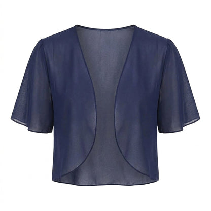 Women's Chiffon Cardigan – Sheer Short-Sleeve Bolero Shrug, Open Front Cropped Cardigan for Summer Dresses & Beach Cover-Ups