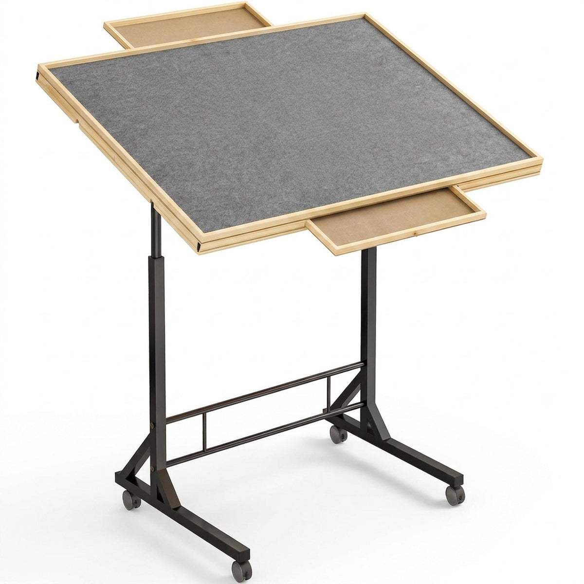 Tilting Wooden Puzzle Table with 4 Drawers - Height-Adjustable Rolling Jigsaw Board with Felt Top and Clear Cover, for Puzzles up to 1500 Pieces