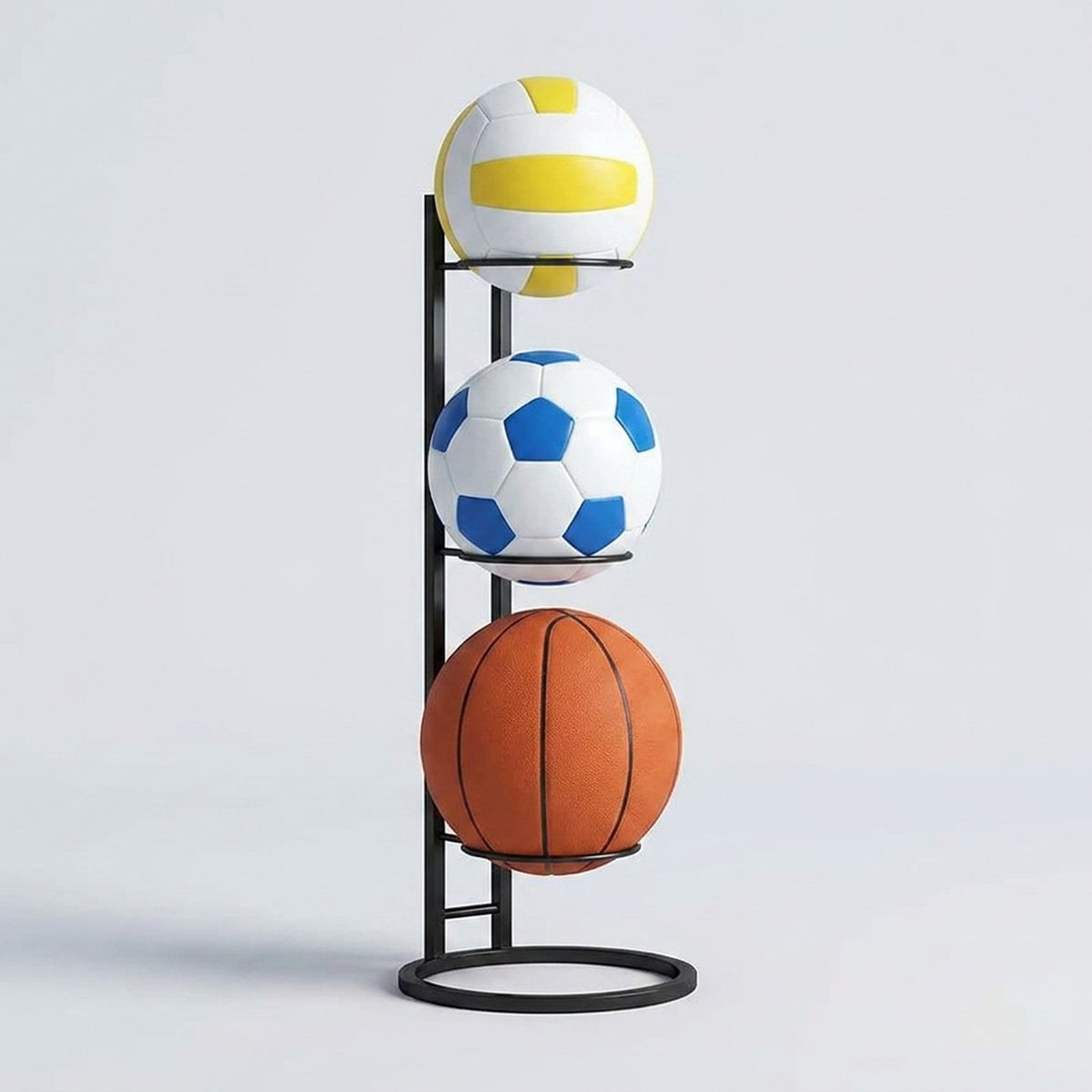 Sports Ball Storage Rack - Removable Garage Ball Organizer, Vertical Sports Display Stand for Volleyball, Football, Basketball and Soccer Ball