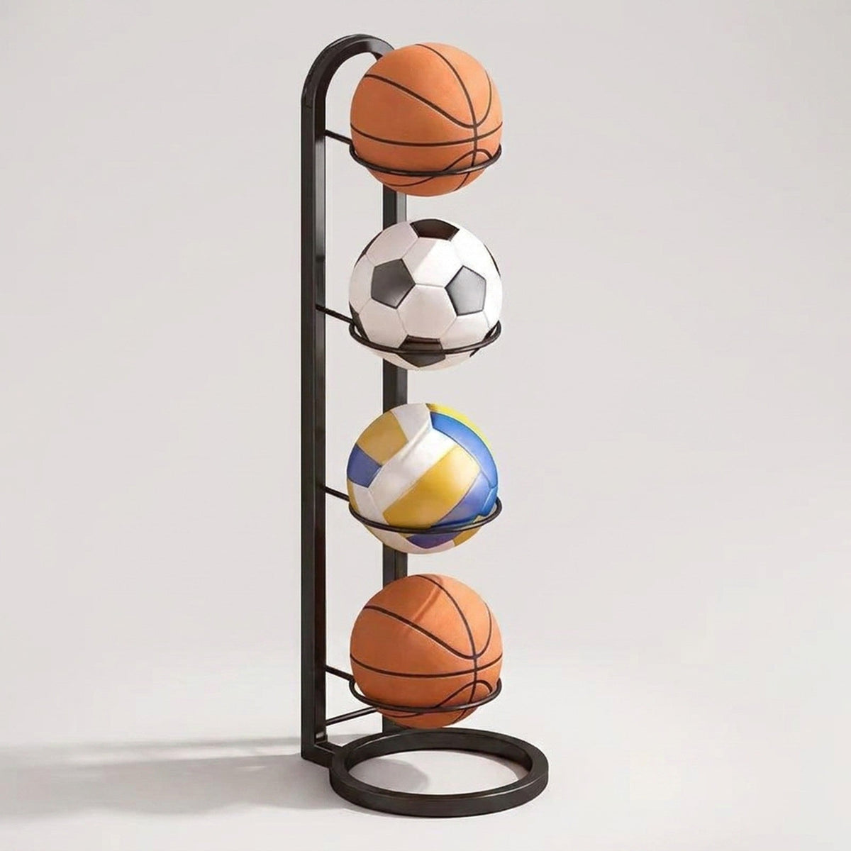 Sports Ball Storage Rack - Removable Garage Ball Organizer, Vertical Sports Display Stand for Volleyball, Football, Basketball and Soccer Ball