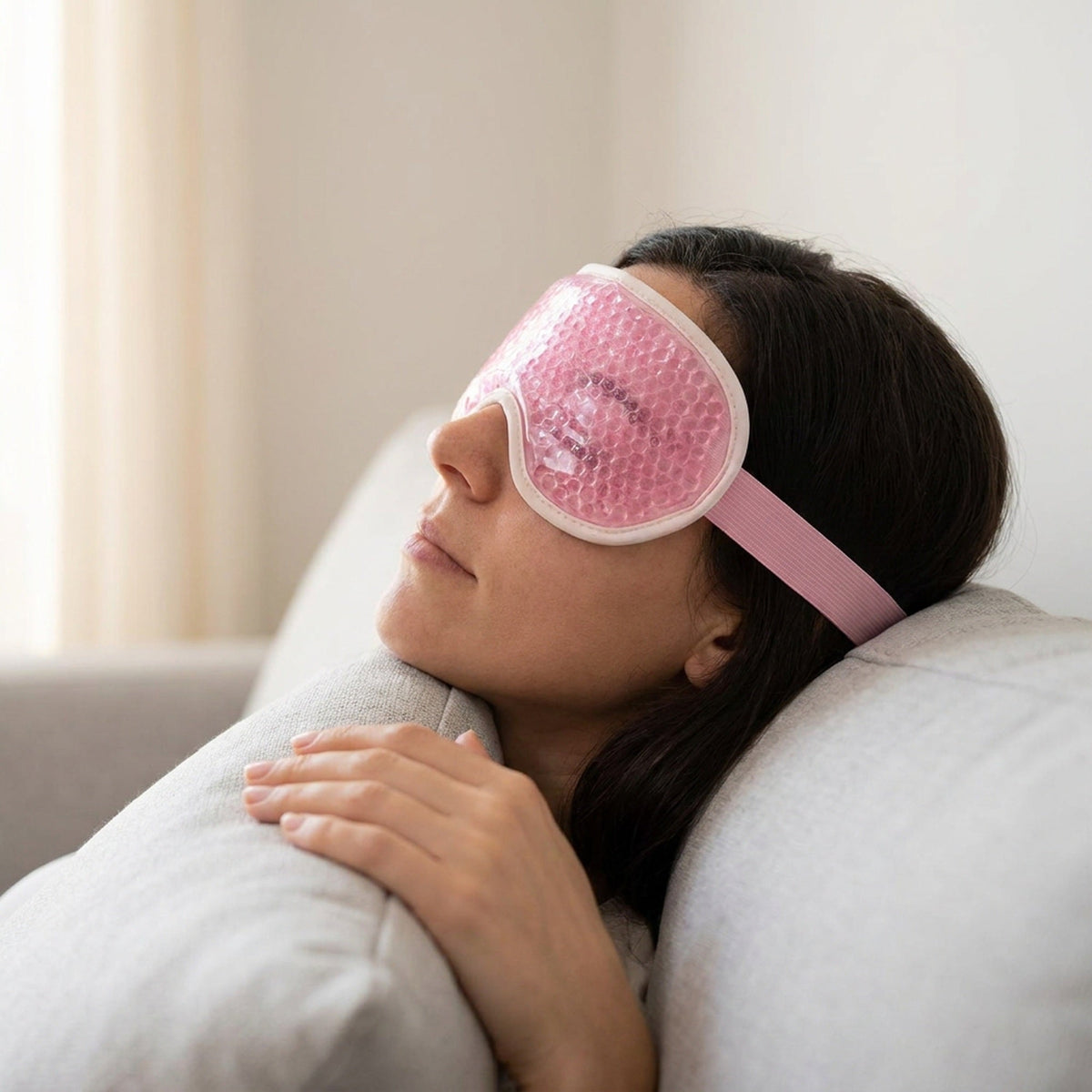 Reusable Gel Eye Mask – Cooling Cold Compress for Puffy Eyes, with Soft Plush Reverse Side