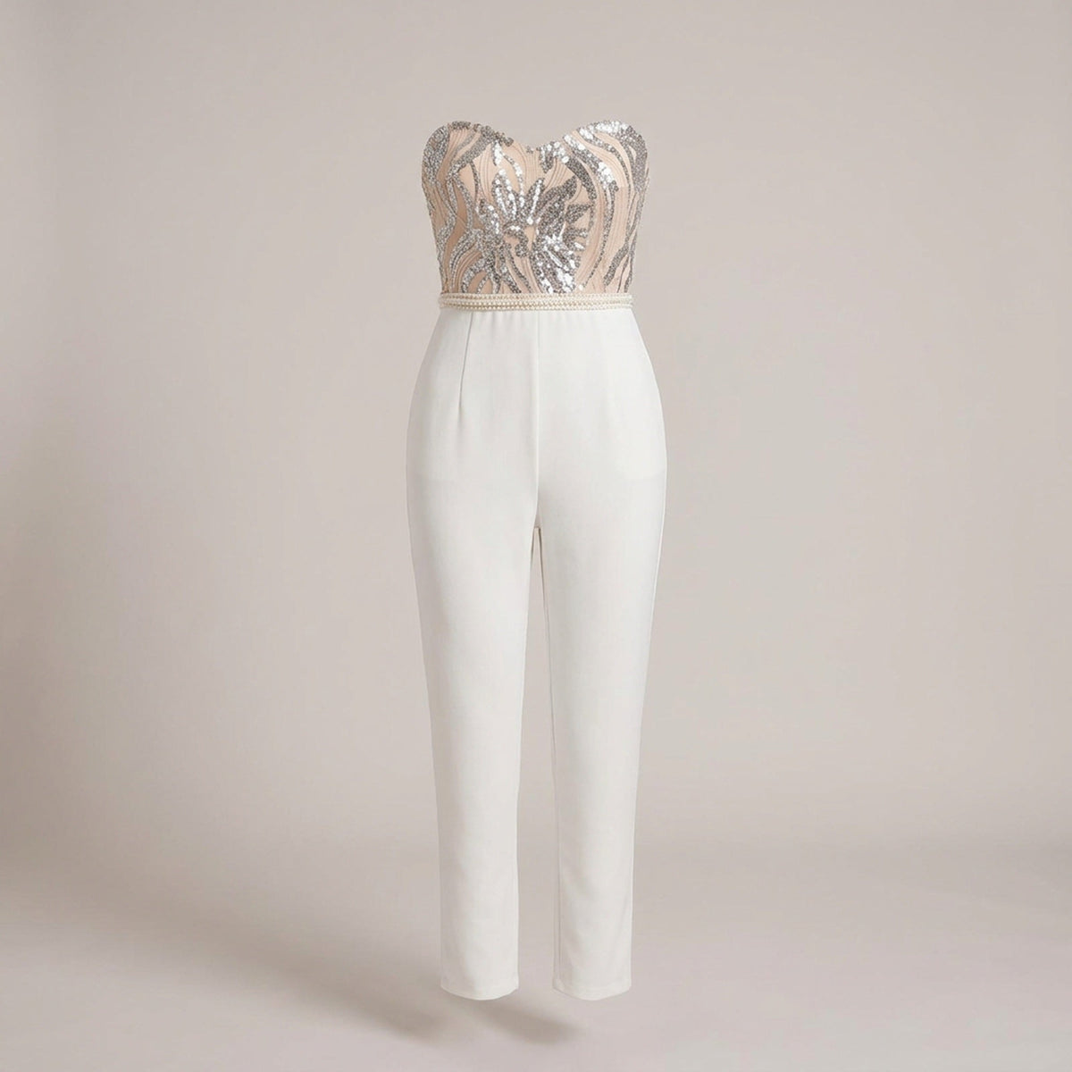 Sexy Women’s Sequin Jumpsuit – Strapless Club Outfit One-Piece Romper for Parties, Fashion Events, and Night Outs