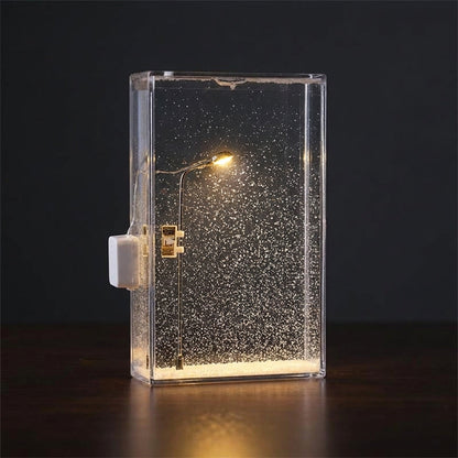 Snowy Scene Night Lights – DIY Christmas Street Lamp with Flowing Snow Effect for Magical Holiday Desktop Décor