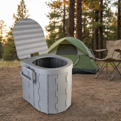 Portable Folding Camping Toilet Seat – Travel Bucket Toilet with Lid for Car Trips, Emergency Outdoor Camping Toilet for Hiking, Fishing and Road Travel