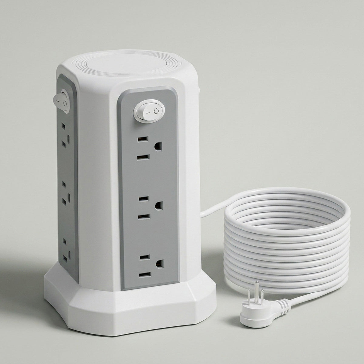 Upgraded Surge Protector Tower – 12 AC Outlets & 5 USB Ports with 10.2ft Cord, Must-Have Charging Station for Home, Office, Travel