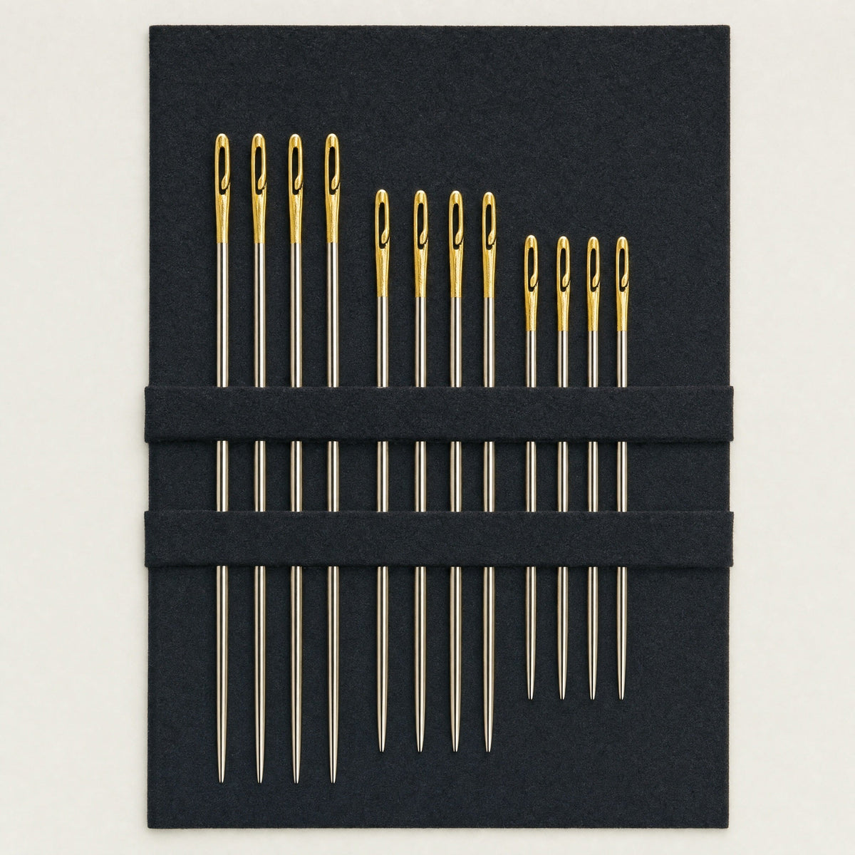Self-Threading Needles - 12 Slit-Eye Hand Sewing Needles, Gold-Eye or Silver, Optional Wooden Case