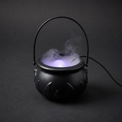 Witch Cauldron Fog Machine – Halloween Mist Maker Fogger, 12 Color-Changing LED Water Fountain Prop for DIY Haunted House & Party