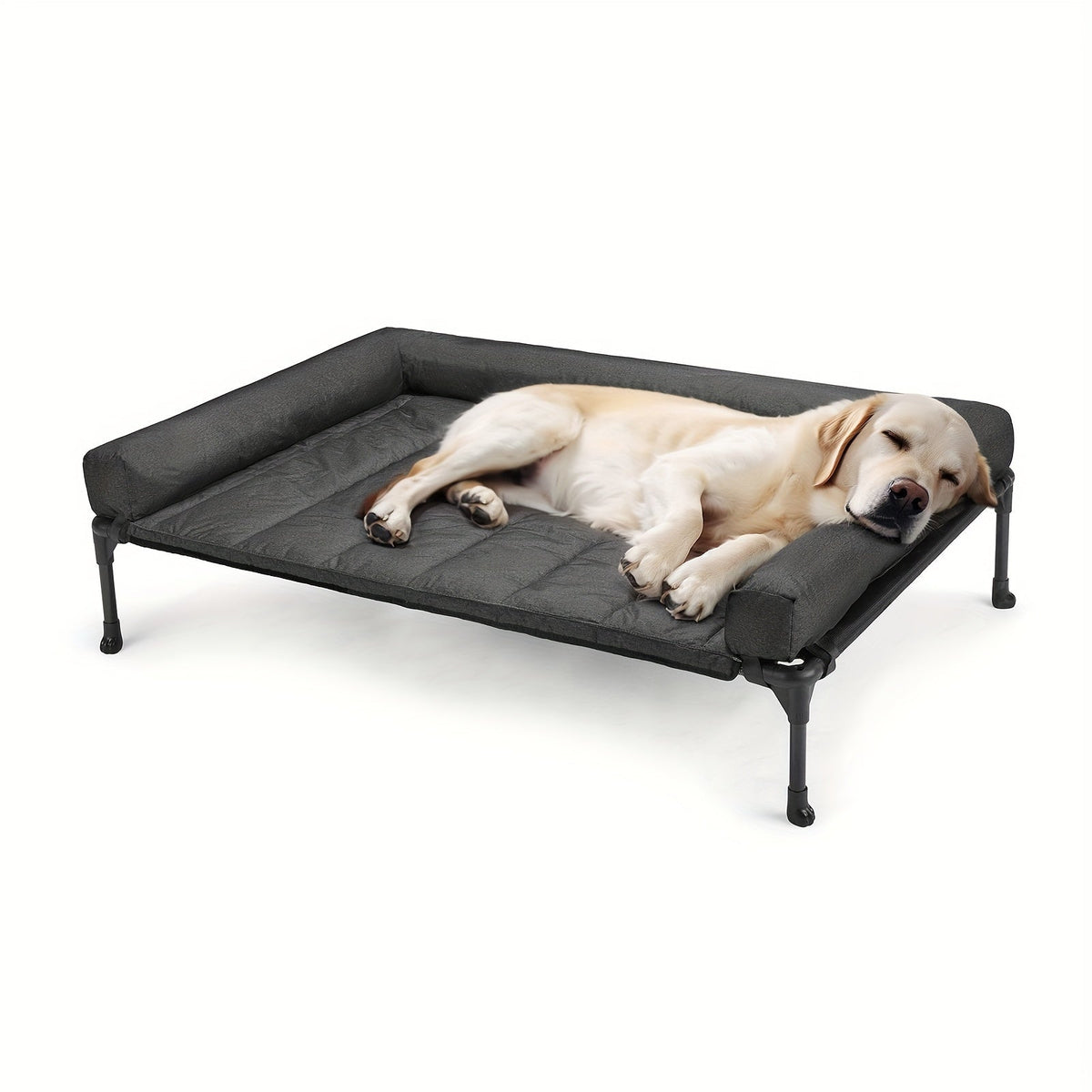 Raised Breathable Cooling Elevated Dog Bed with Pillow-Top – Mesh Bolster Pet Cot for Indoor/Outdoor Summer Comfort & Joint Support
