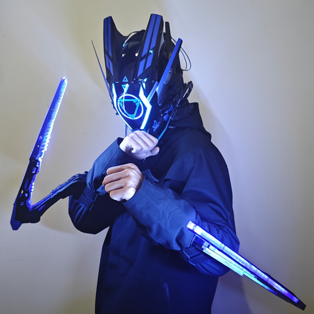 Cyberpunk LED Mantis Knife Set – Futuristic Costume Prop with Neon Edge Detailing for Cosplay, Parties, and Sci-Fi Action Looks