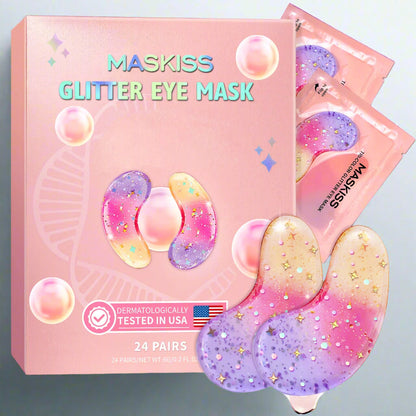 Glitter Eye Masks – 24pcs Caffeine & Collagen Infused, Hydrating Formula Minimizes Wrinkles, Non-Irritating & Perfect Gift for Skincare Lovers