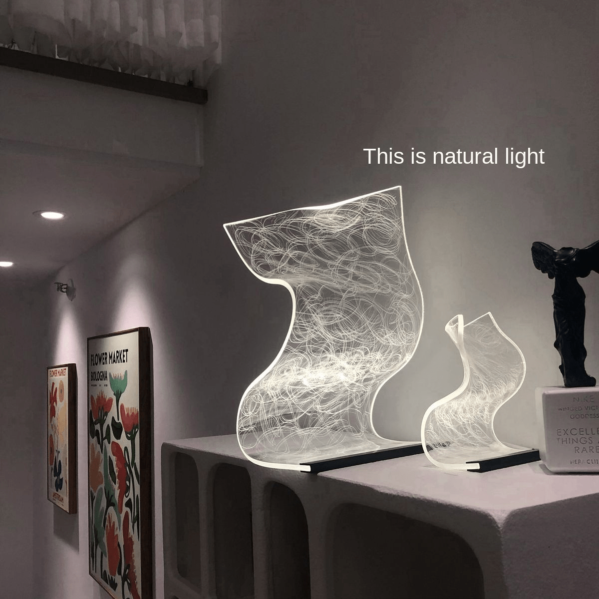 USB-Powered Modern Curved LED Desk Lamp – Futuristic Ambient Lighting with Acrylic Shade, Transparent LED Screen, Perfect for Gaming Rooms, Bedrooms, or Stylish Home Office Desks