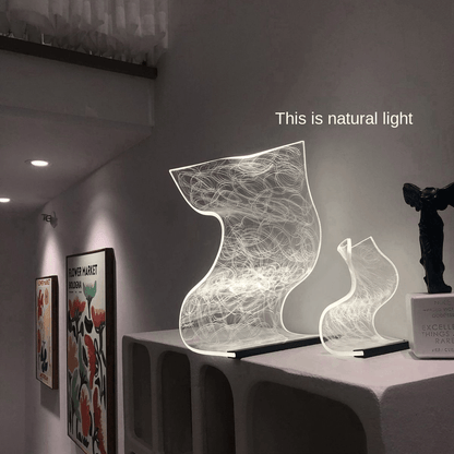 USB-Powered Modern Curved LED Desk Lamp – Futuristic Ambient Lighting with Acrylic Shade, Transparent LED Screen, Perfect for Gaming Rooms, Bedrooms, or Stylish Home Office Desks