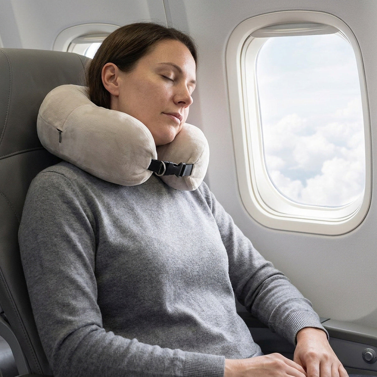 Stuffable Travel Neck Pillow – Velvet Airplane & Car Neck Pillow You Fill With Your Clothes