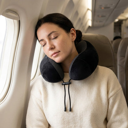 U-Shaped Memory Foam Neck Pillow – Soft Ergonomic Travel Pillow with Cervical Support for Airplanes, Sleeping, Relaxation and Neck Comfort
