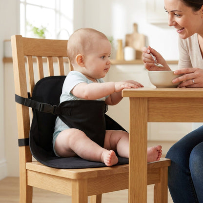 Portable Baby Dining Chair Harness – Washable Fabric Travel High Chair Seat with Safety Belt That Straps Around a Standard Dining Chair