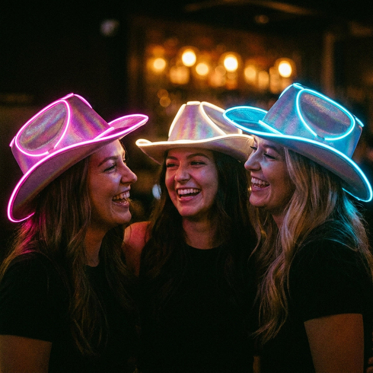 LED Cowboy Hat - Glowing Light Bar Cap Bachelorette Party Supplies