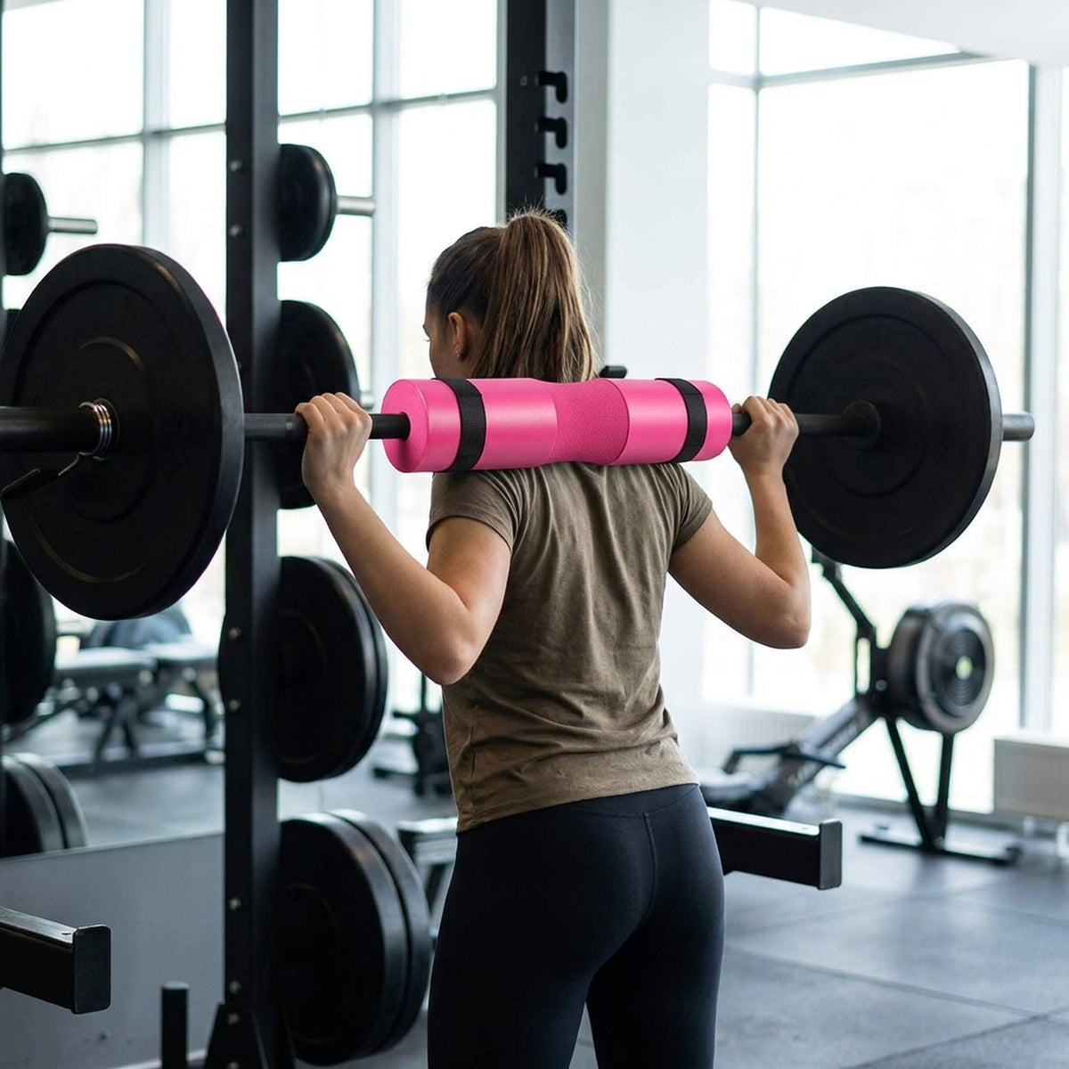 Barbell Pad for Squats and Hip Thrusts - Foam Neck and Shoulder Sleeve with Two Straps