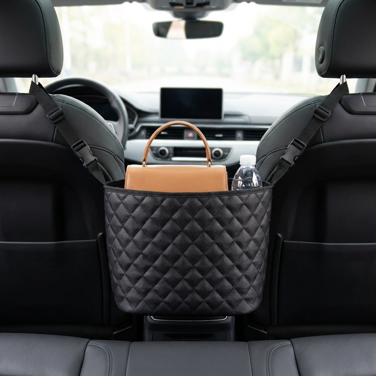 PU Leather Car Seat Back Organizer – Large Capacity Purse Holder & Storage Bag Between Front Seats