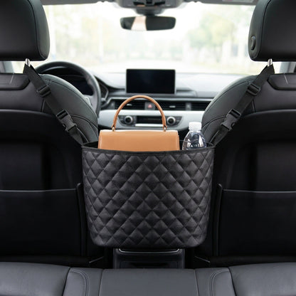 PU Leather Car Seat Back Organizer – Large Capacity Purse Holder & Storage Bag Between Front Seats