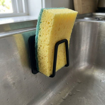 Self-Adhesive Kitchen Sponge Rack – Stainless Steel Sink Organizer with Drain Design, Wall-Mounted Holder for Sponges and Scrubbers, Space-Saving Kitchen Sink Accessories