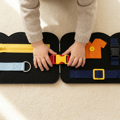 Montessori Felt Busy Book - Educational Sensory Activity Board for Kids Travel Learning and Quiet Play Entertainment