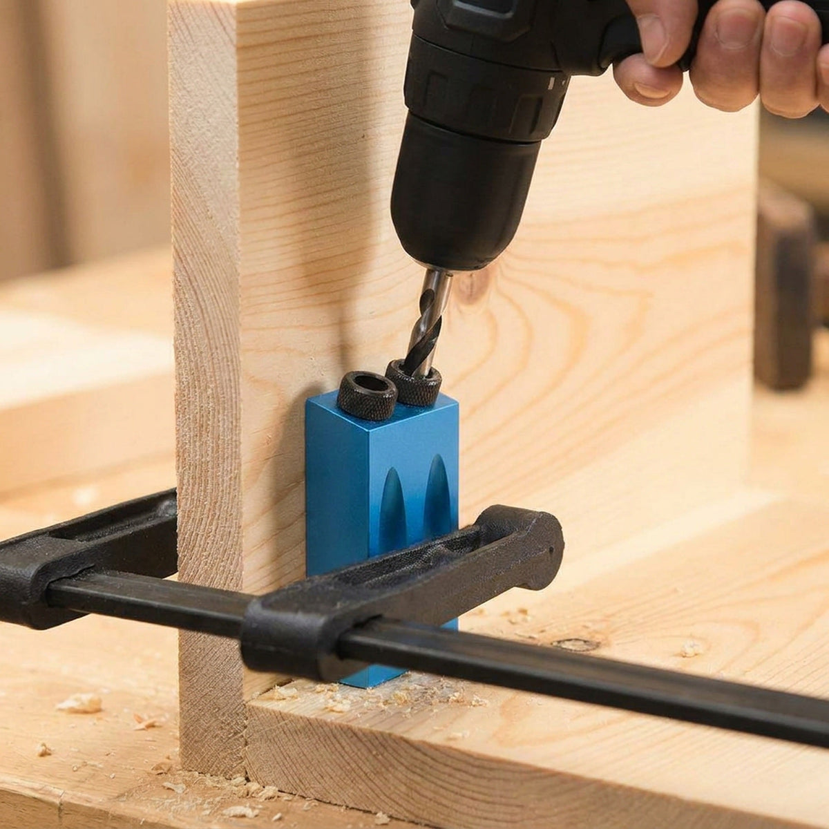 Woodworking Angle Drill Guide Tool Puncher Positioner - Increase Your Woodworking Efficiency with 15-Degree Pocket Hole Jig